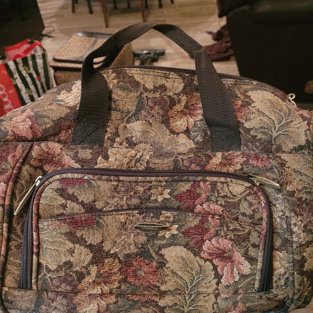 Vintage Pierre Cardin DUFFEL BAG Weekender. Flower print.